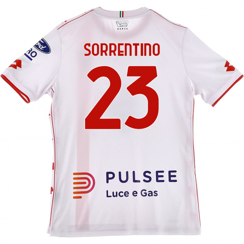 Kinderen Alessandro Sorrentino #23 Wit Rood Uitshirt Uittenue 2024/25 T-Shirt