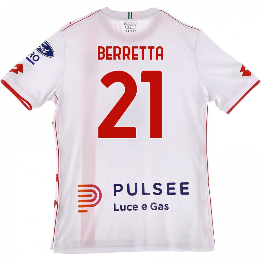 Kinderen Alessandro Berretta #21 Wit Rood Uitshirt Uittenue 2024/25 T-Shirt