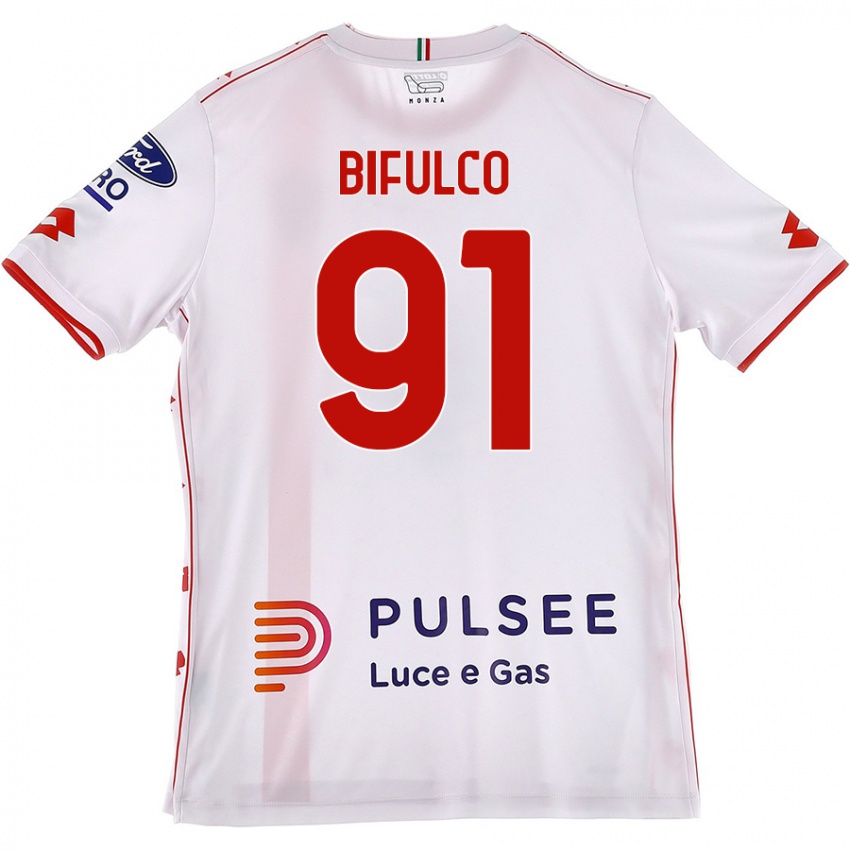 Kinderen Davide Bifulco #91 Wit Rood Uitshirt Uittenue 2024/25 T-Shirt