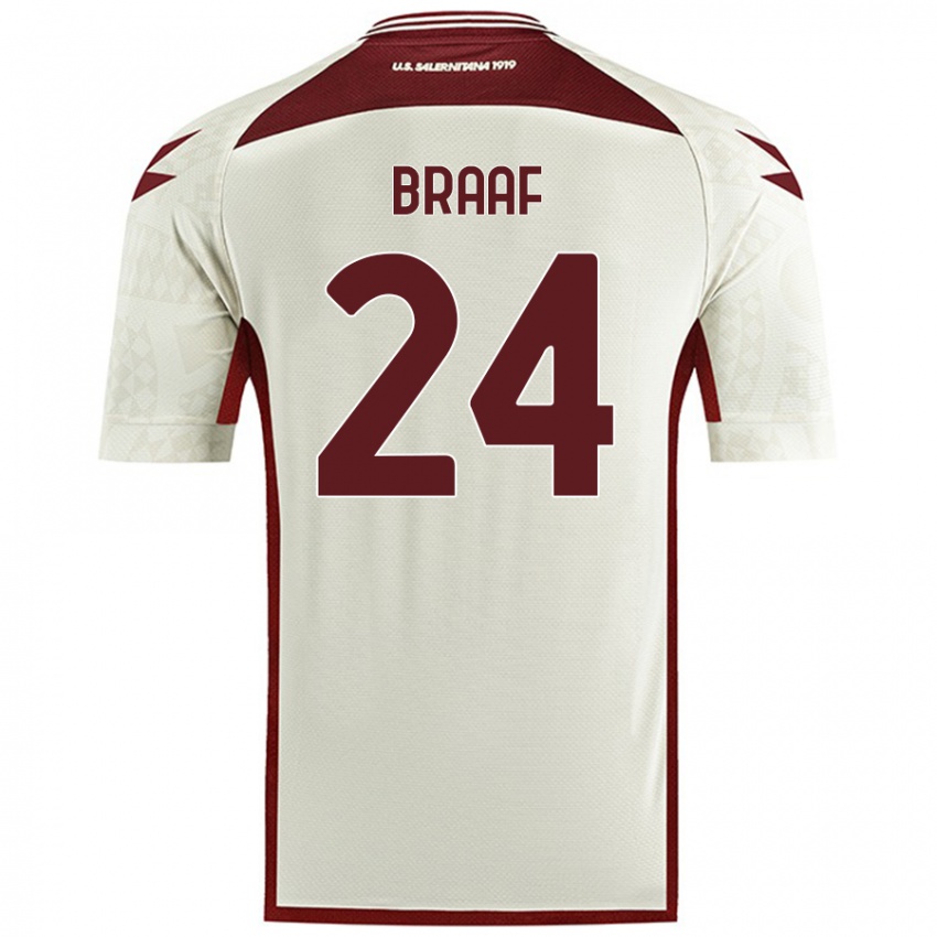 Kinderen Jayden Braaf #24 Crèmekleur Uitshirt Uittenue 2024/25 T-Shirt