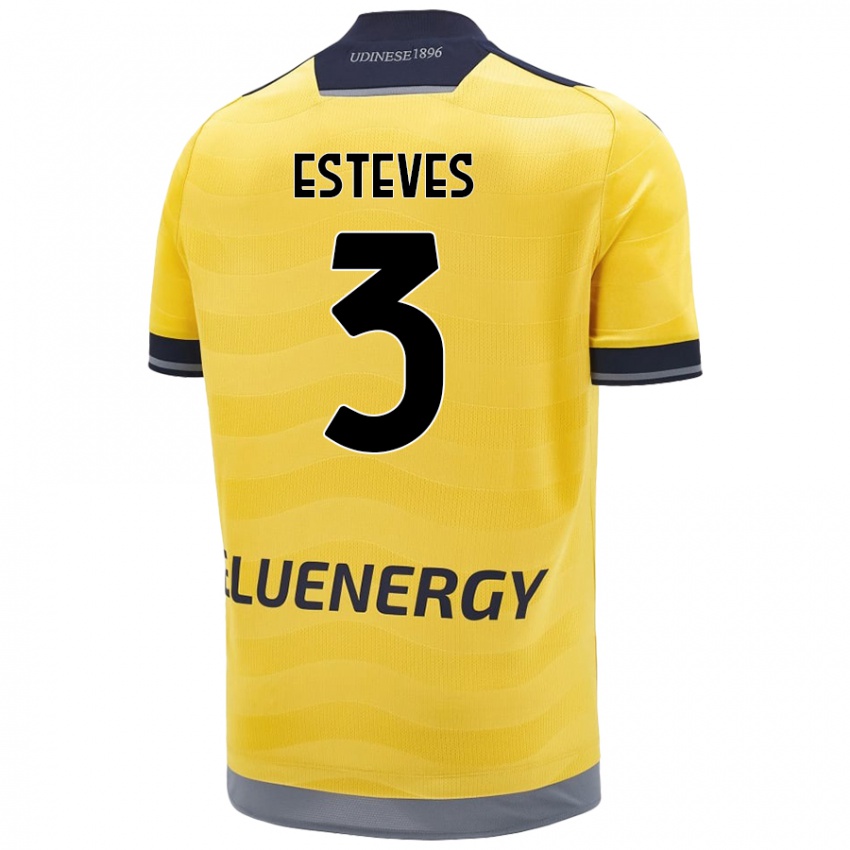 Kinderen Gonçalo Esteves #3 Goud Uitshirt Uittenue 2024/25 T-Shirt