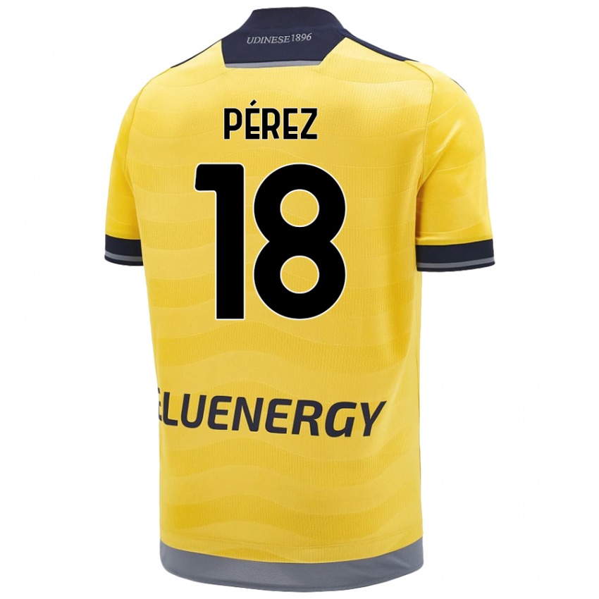 Kinderen Nehuén Pérez #18 Goud Uitshirt Uittenue 2024/25 T-Shirt