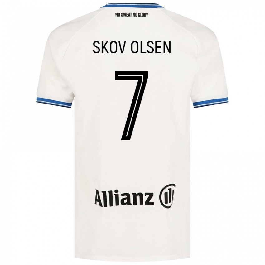 Kinderen Andreas Skov Olsen #7 Wit Uitshirt Uittenue 2024/25 T-Shirt