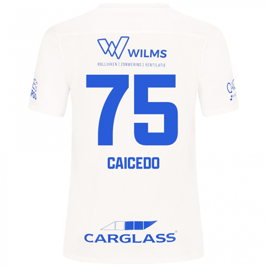 Kinderen Alfred Caicedo #75 Wit Uitshirt Uittenue 2024/25 T-Shirt