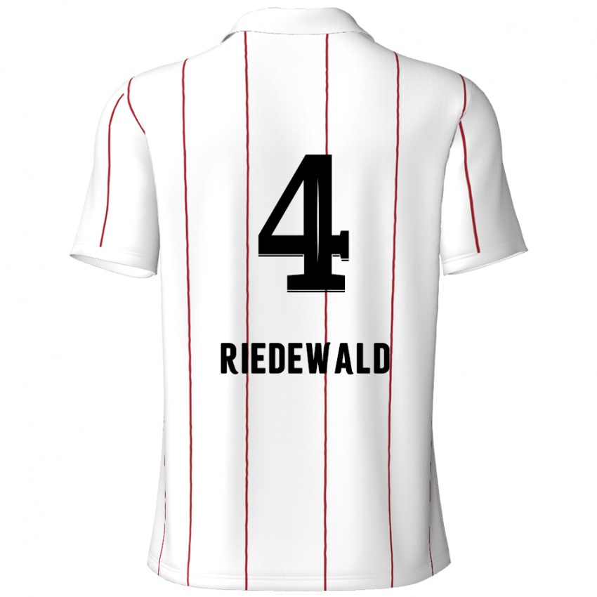 Kinderen Jairo Riedewald #4 Wit Zwart Uitshirt Uittenue 2024/25 T-Shirt