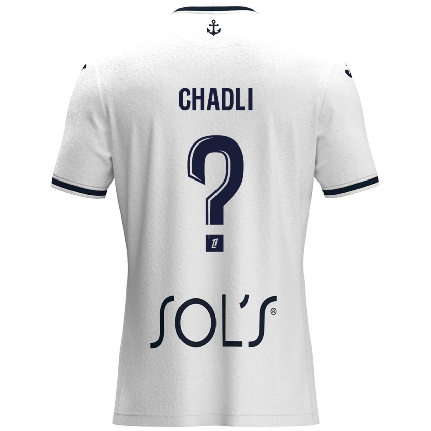 Kinderen Nassim Chadli #0 Wit Donkerblauw Uitshirt Uittenue 2024/25 T-Shirt