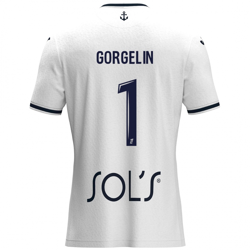 Kinderen Mathieu Gorgelin #1 Wit Donkerblauw Uitshirt Uittenue 2024/25 T-Shirt