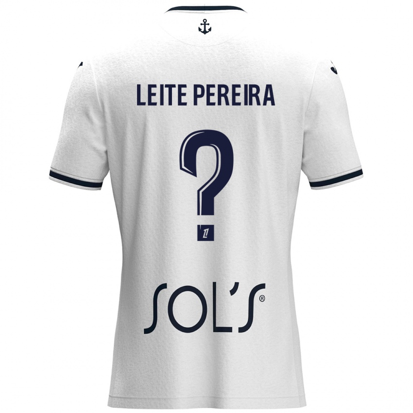 Kinderen Matéo Leite Pereira #0 Wit Donkerblauw Uitshirt Uittenue 2024/25 T-Shirt