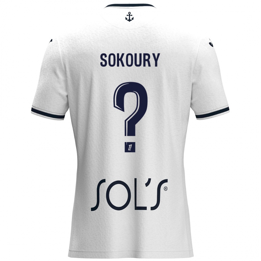 Kinderen Junior Sokoury #0 Wit Donkerblauw Uitshirt Uittenue 2024/25 T-Shirt