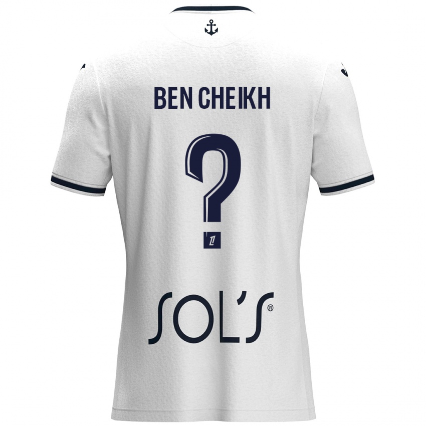 Kinderen Ayman Ben Cheikh #0 Wit Donkerblauw Uitshirt Uittenue 2024/25 T-Shirt