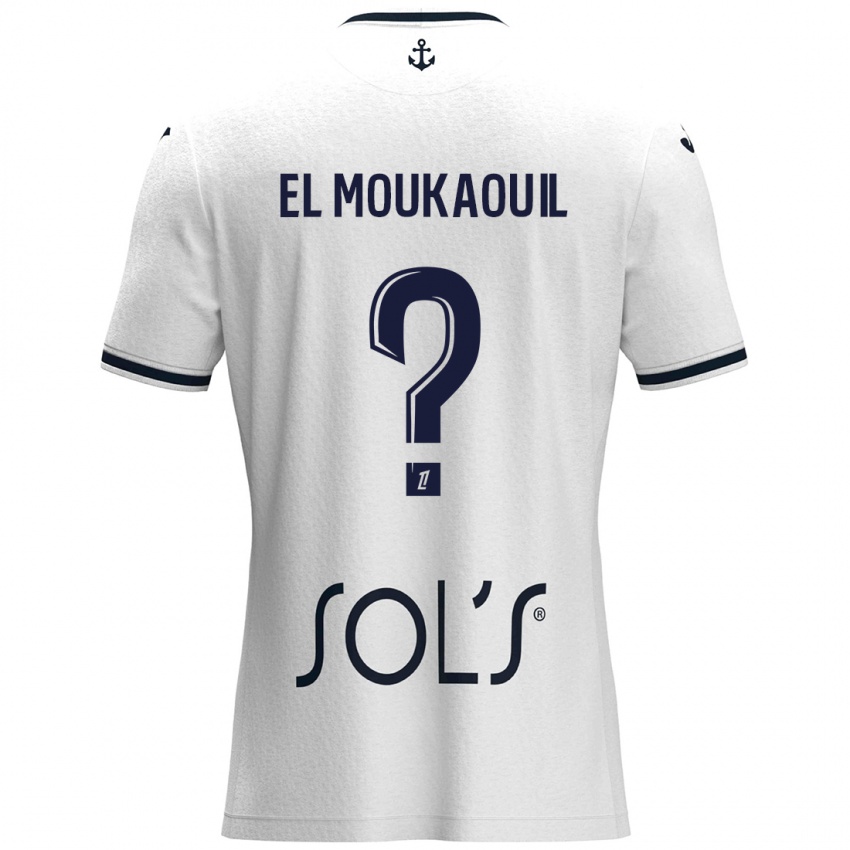 Kinderen Mohamed El Moukaouil #0 Wit Donkerblauw Uitshirt Uittenue 2024/25 T-Shirt