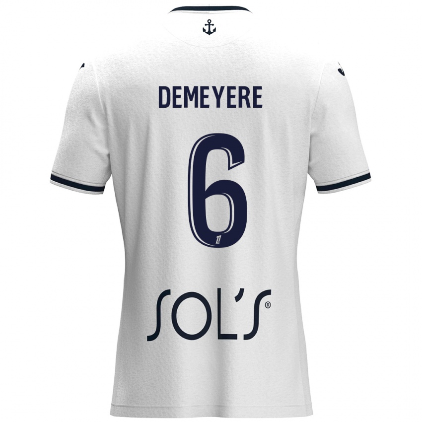 Kinderen Silke Demeyere #6 Wit Donkerblauw Uitshirt Uittenue 2024/25 T-Shirt