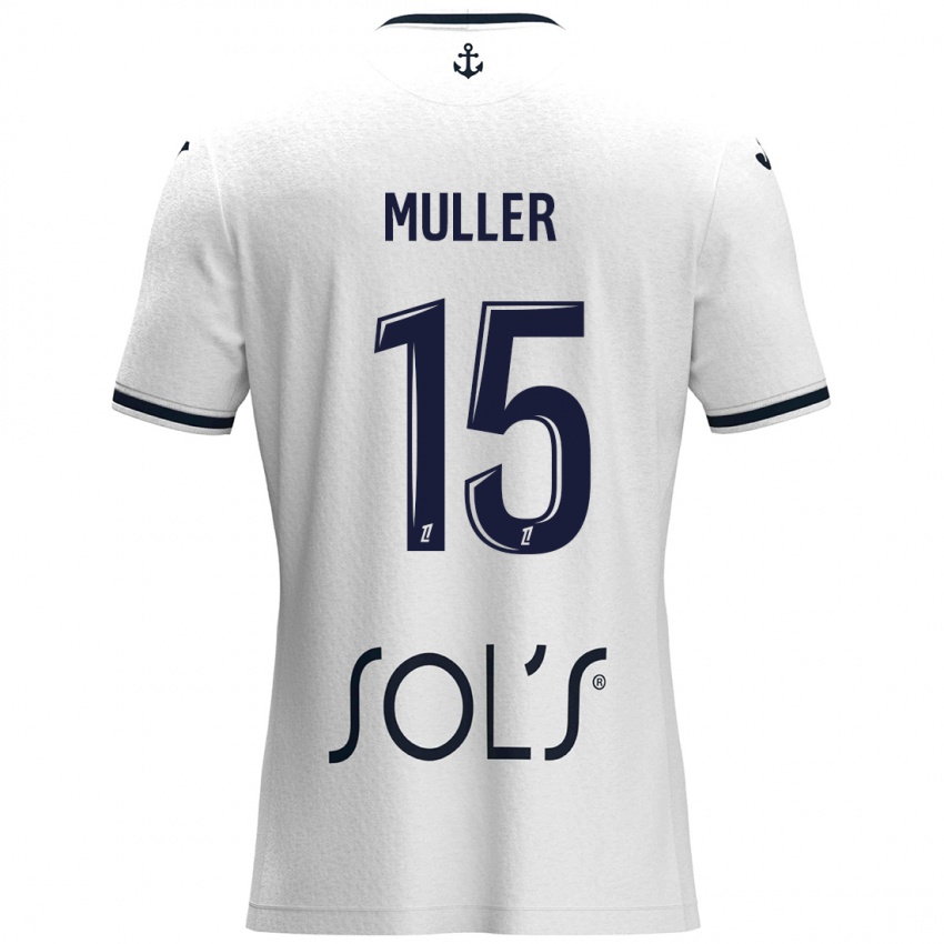 Kinderen Laura Muller #15 Wit Donkerblauw Uitshirt Uittenue 2024/25 T-Shirt