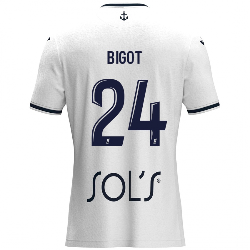 Kinderen Maureen Bigot #24 Wit Donkerblauw Uitshirt Uittenue 2024/25 T-Shirt