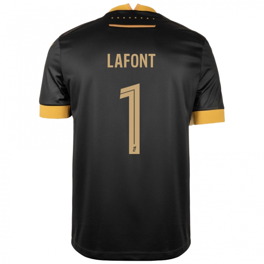 Kinderen Alban Lafont #1 Zwart Bruin Uitshirt Uittenue 2024/25 T-Shirt