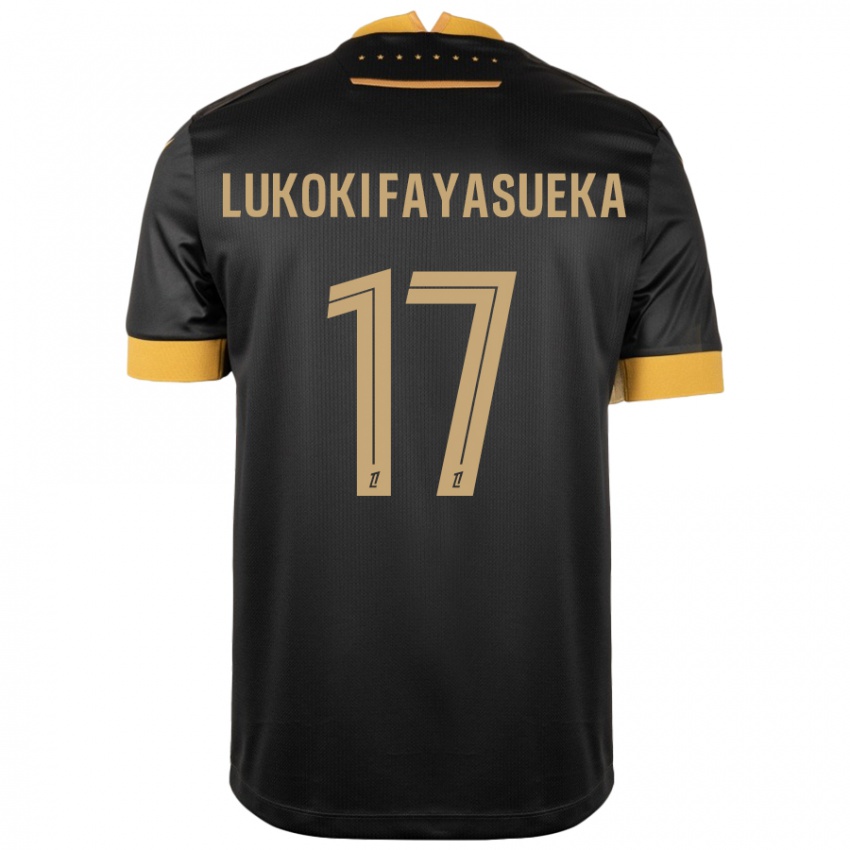 Kinderen Kévin Lukoki Fayasueka #17 Zwart Bruin Uitshirt Uittenue 2024/25 T-Shirt