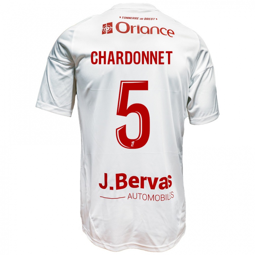 Kinderen Brendan Chardonnet #5 Wit Rood Uitshirt Uittenue 2024/25 T-Shirt