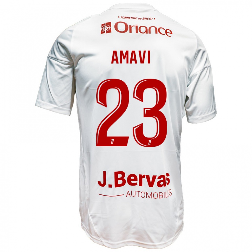 Kinderen Jordan Amavi #23 Wit Rood Uitshirt Uittenue 2024/25 T-Shirt