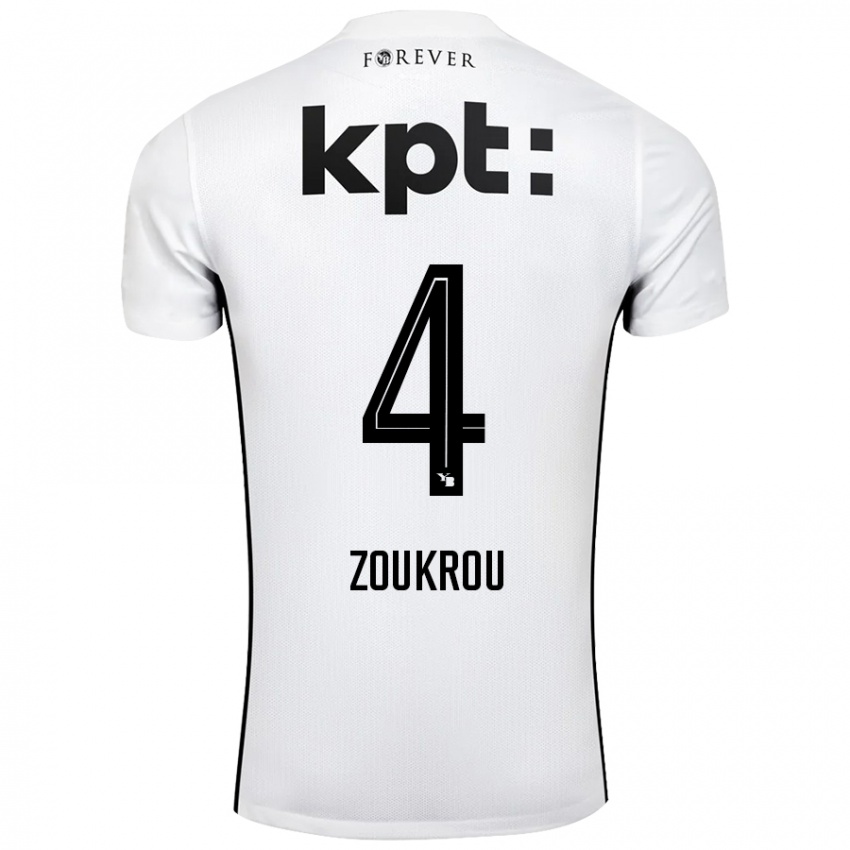 Kinderen Tanguy Zoukrou #4 Wit Zwart Uitshirt Uittenue 2024/25 T-Shirt