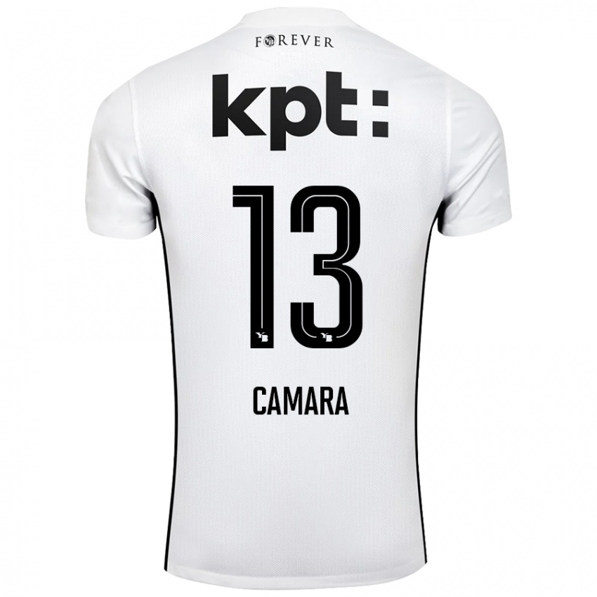 Kinderen Mohamed Camara #13 Wit Zwart Uitshirt Uittenue 2024/25 T-Shirt