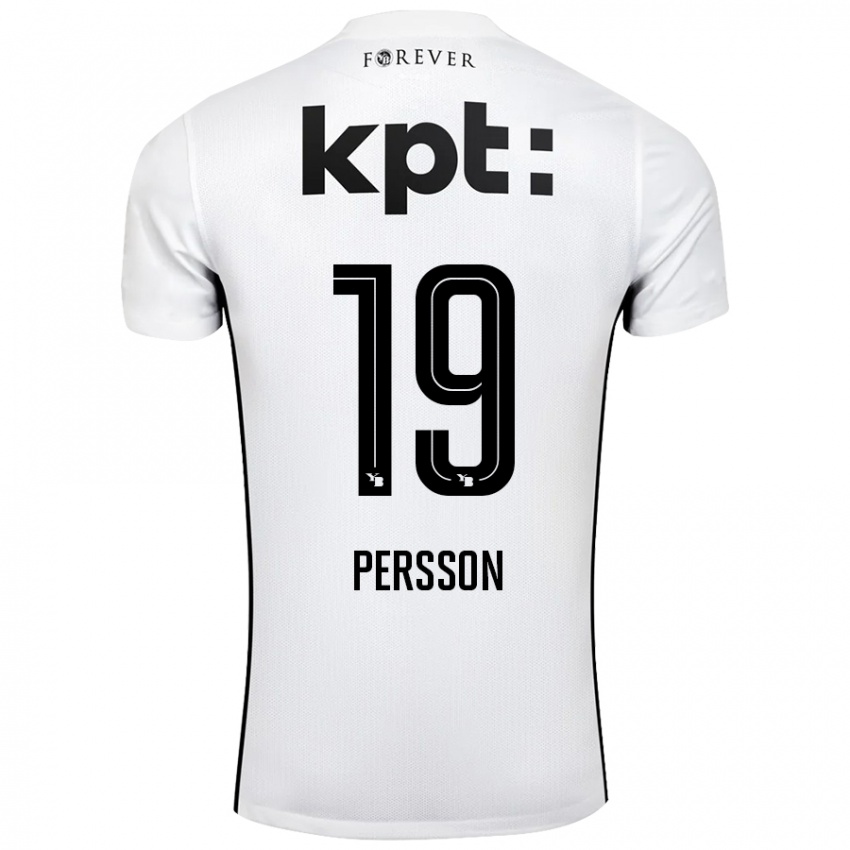 Kinderen Noah Persson #19 Wit Zwart Uitshirt Uittenue 2024/25 T-Shirt