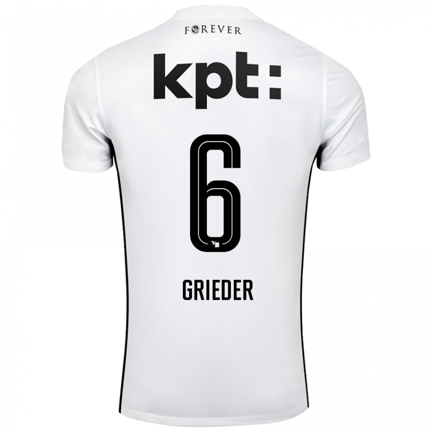 Kinderen Lionel Grieder #6 Wit Zwart Uitshirt Uittenue 2024/25 T-Shirt