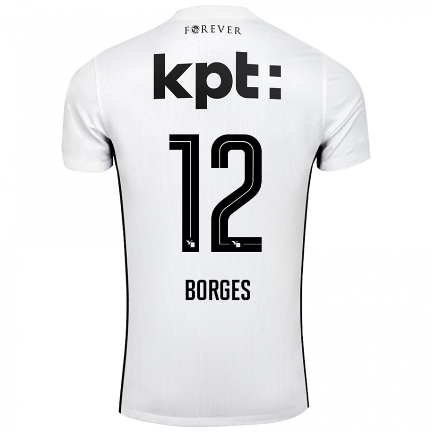 Kinderen David Borges #12 Wit Zwart Uitshirt Uittenue 2024/25 T-Shirt