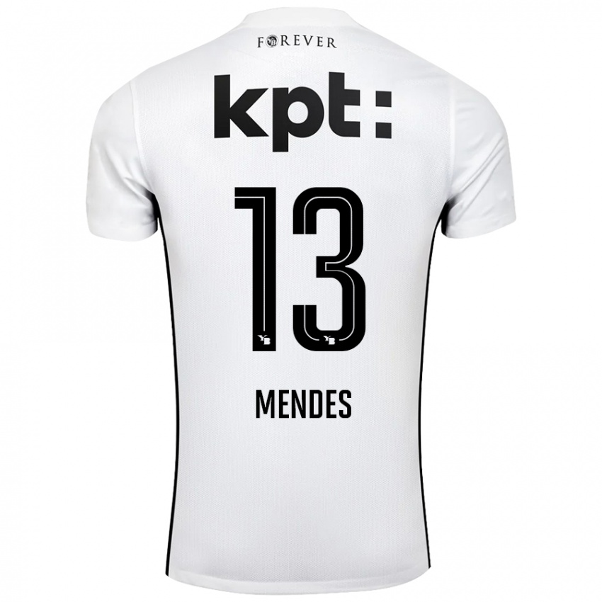 Kinderen Daniel Mendes #13 Wit Zwart Uitshirt Uittenue 2024/25 T-Shirt