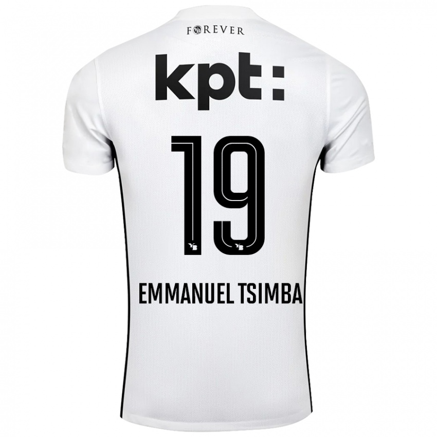 Kinderen Felix Emmanuel Tsimba #19 Wit Zwart Uitshirt Uittenue 2024/25 T-Shirt