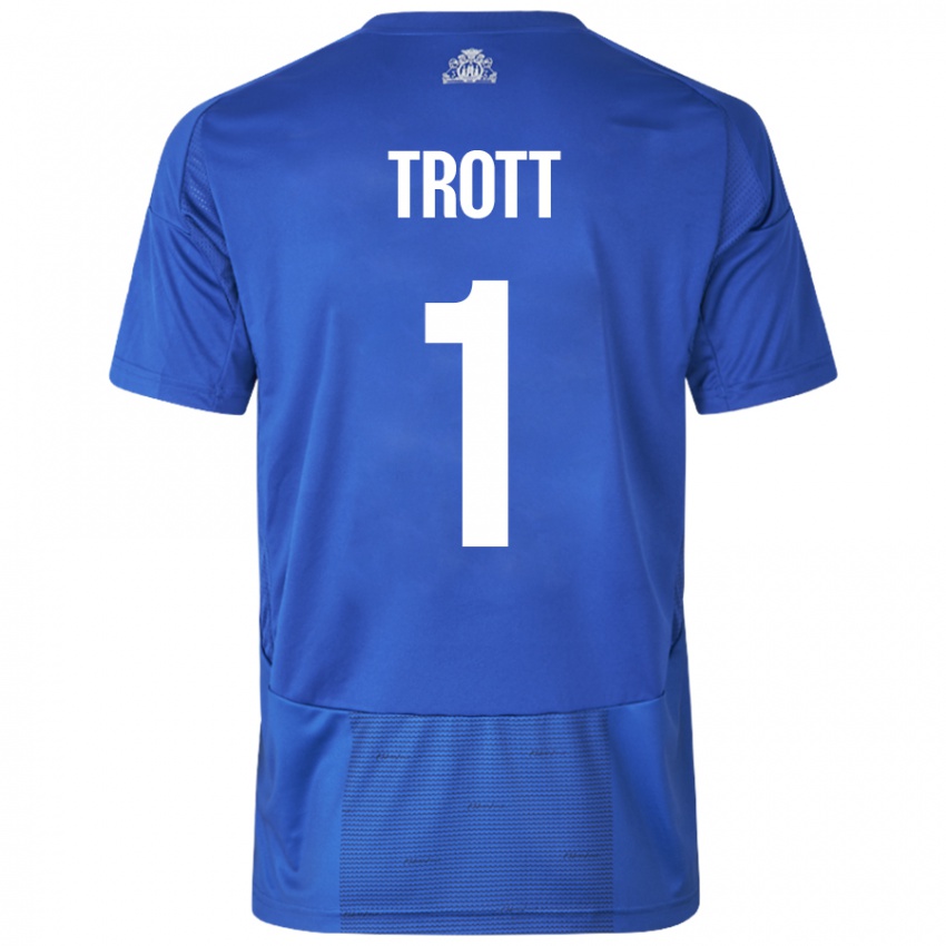 Kinderen Nathan Trott #1 Wit Blauw Uitshirt Uittenue 2024/25 T-Shirt