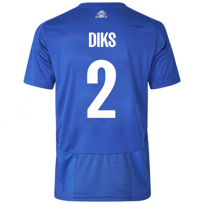 Kinderen Kevin Diks #2 Wit Blauw Uitshirt Uittenue 2024/25 T-Shirt