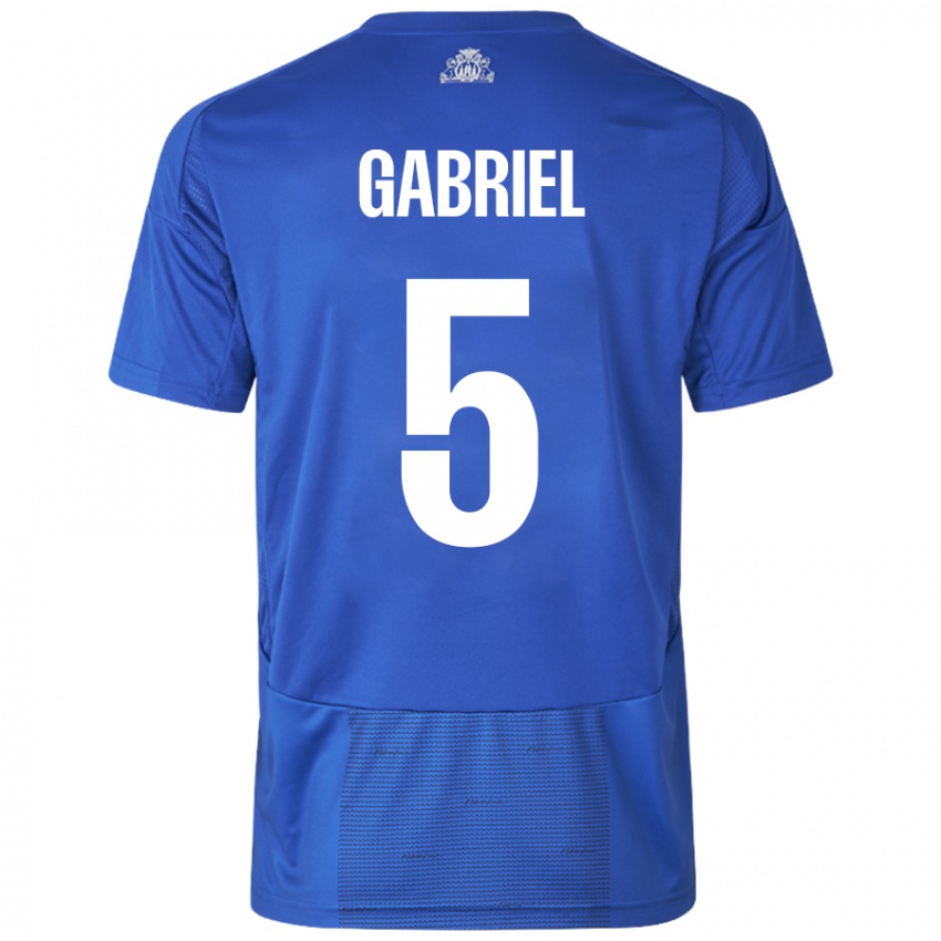 Kinderen Gabriel Pereira #5 Wit Blauw Uitshirt Uittenue 2024/25 T-Shirt