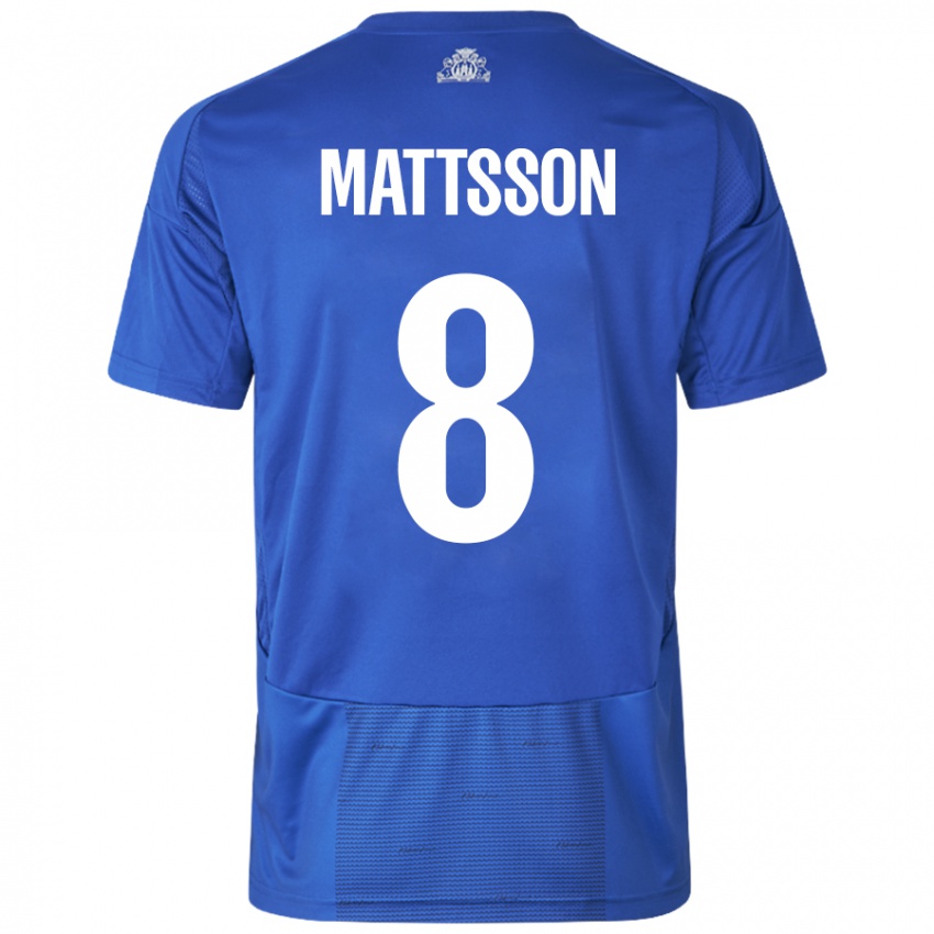 Kinderen Magnus Mattsson #8 Wit Blauw Uitshirt Uittenue 2024/25 T-Shirt