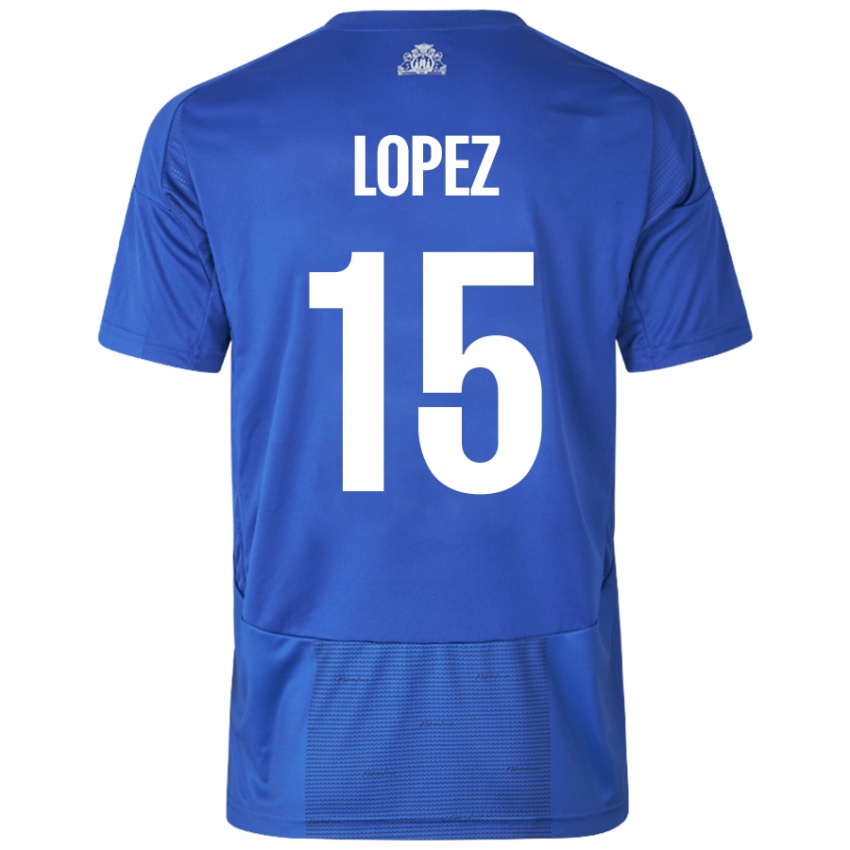 Kinderen Marcos López #15 Wit Blauw Uitshirt Uittenue 2024/25 T-Shirt