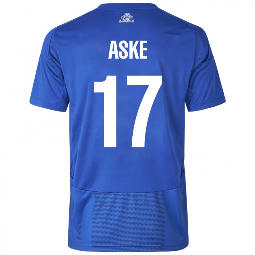 Kinderen Aske Christensen #17 Wit Blauw Uitshirt Uittenue 2024/25 T-Shirt