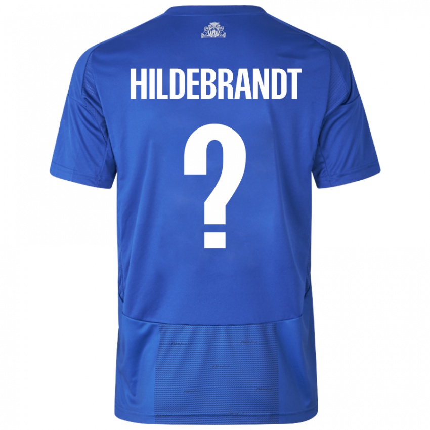 Kinderen Sylvester Hildebrandt #0 Wit Blauw Uitshirt Uittenue 2024/25 T-Shirt