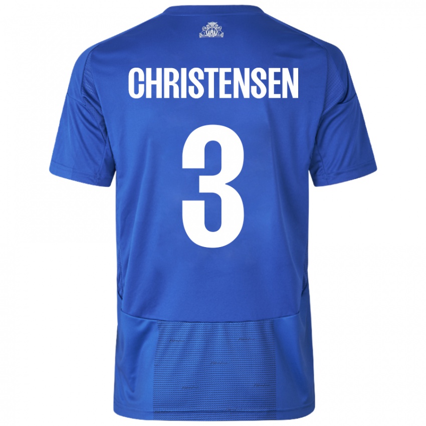 Kinderen Sebastian Christensen #3 Wit Blauw Uitshirt Uittenue 2024/25 T-Shirt