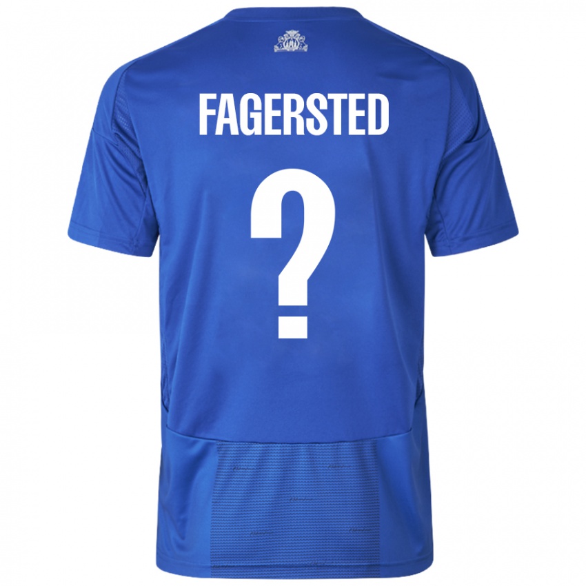 Kinderen Johan Fagersted #0 Wit Blauw Uitshirt Uittenue 2024/25 T-Shirt