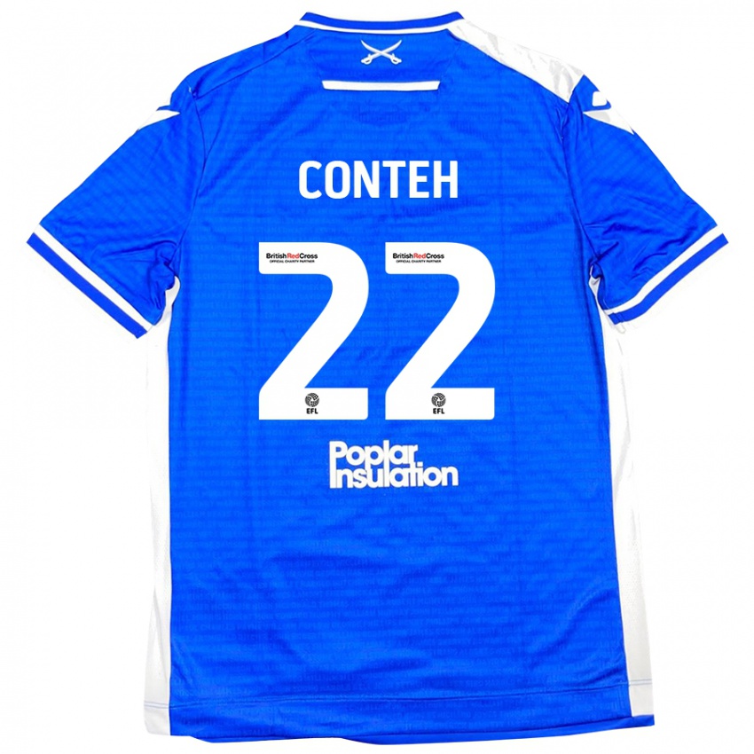 Heren Kamil Conteh #22 Blauw Wit Thuisshirt Thuistenue 2024/25 T-Shirt