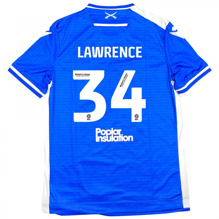 Heren Jerry Lawrence #34 Blauw Wit Thuisshirt Thuistenue 2024/25 T-Shirt