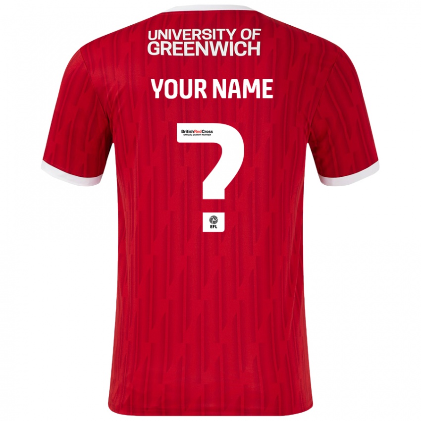 Heren Uw Naam #0 Rood Wit Thuisshirt Thuistenue 2024/25 T-Shirt