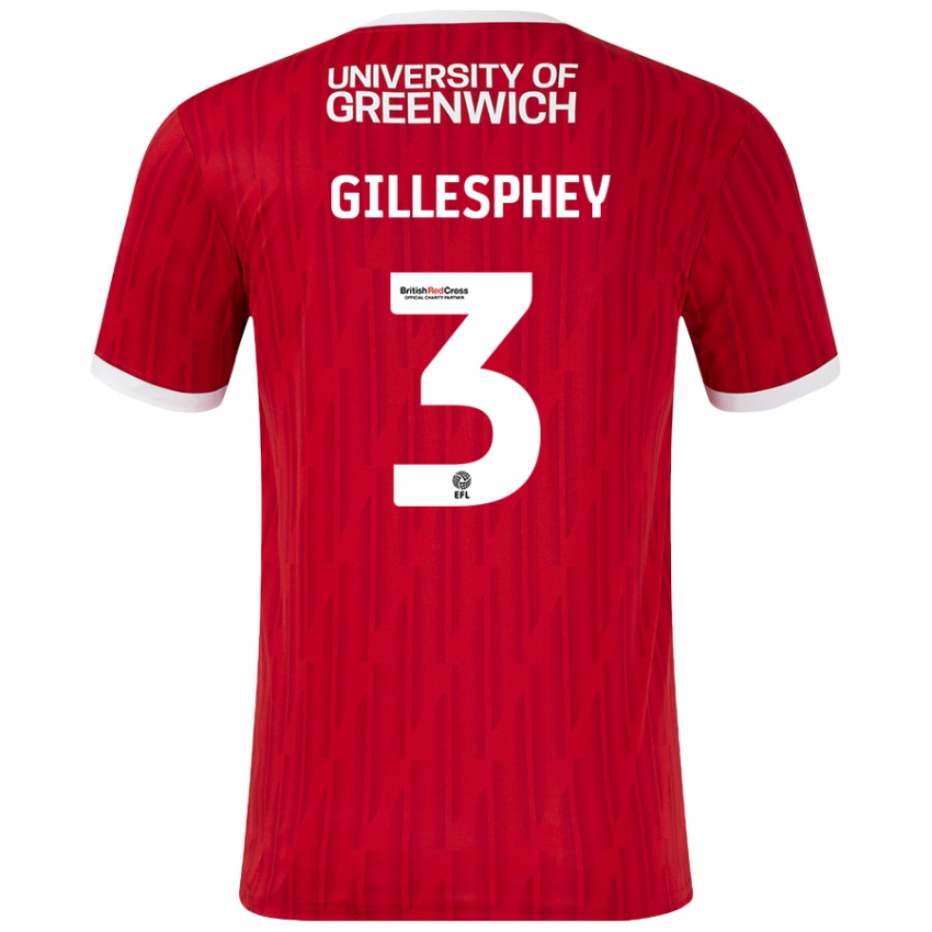 Heren Macaulay Gillesphey #3 Rood Wit Thuisshirt Thuistenue 2024/25 T-Shirt