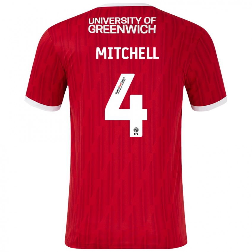 Heren Alex Mitchell #4 Rood Wit Thuisshirt Thuistenue 2024/25 T-Shirt