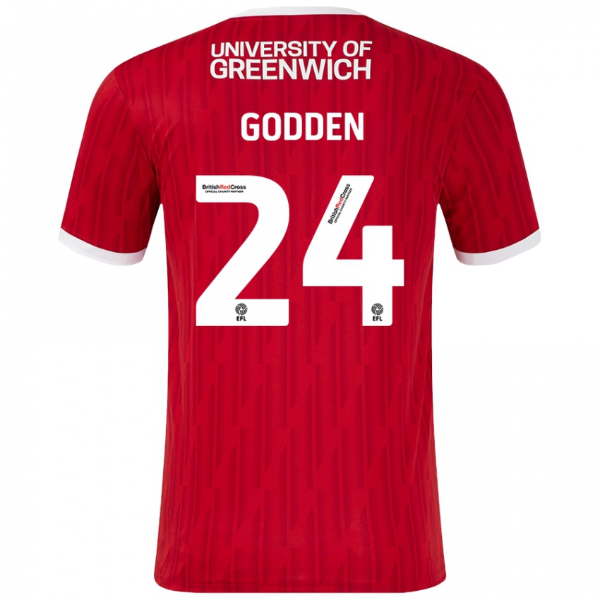 Heren Matt Godden #24 Rood Wit Thuisshirt Thuistenue 2024/25 T-Shirt