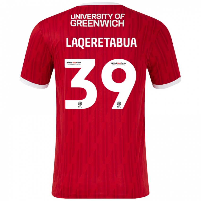 Heren Josh Laqeretabua #39 Rood Wit Thuisshirt Thuistenue 2024/25 T-Shirt