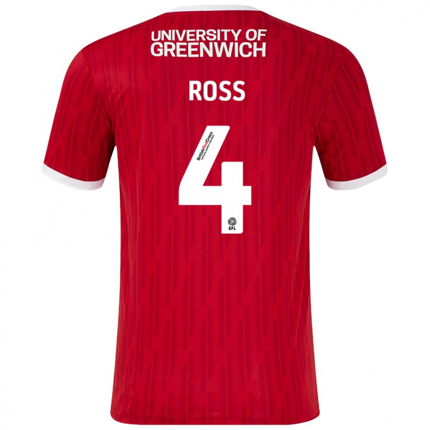 Heren Mia Ross #4 Rood Wit Thuisshirt Thuistenue 2024/25 T-Shirt