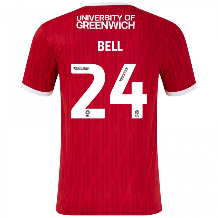 Heren Taylor Bell #24 Rood Wit Thuisshirt Thuistenue 2024/25 T-Shirt