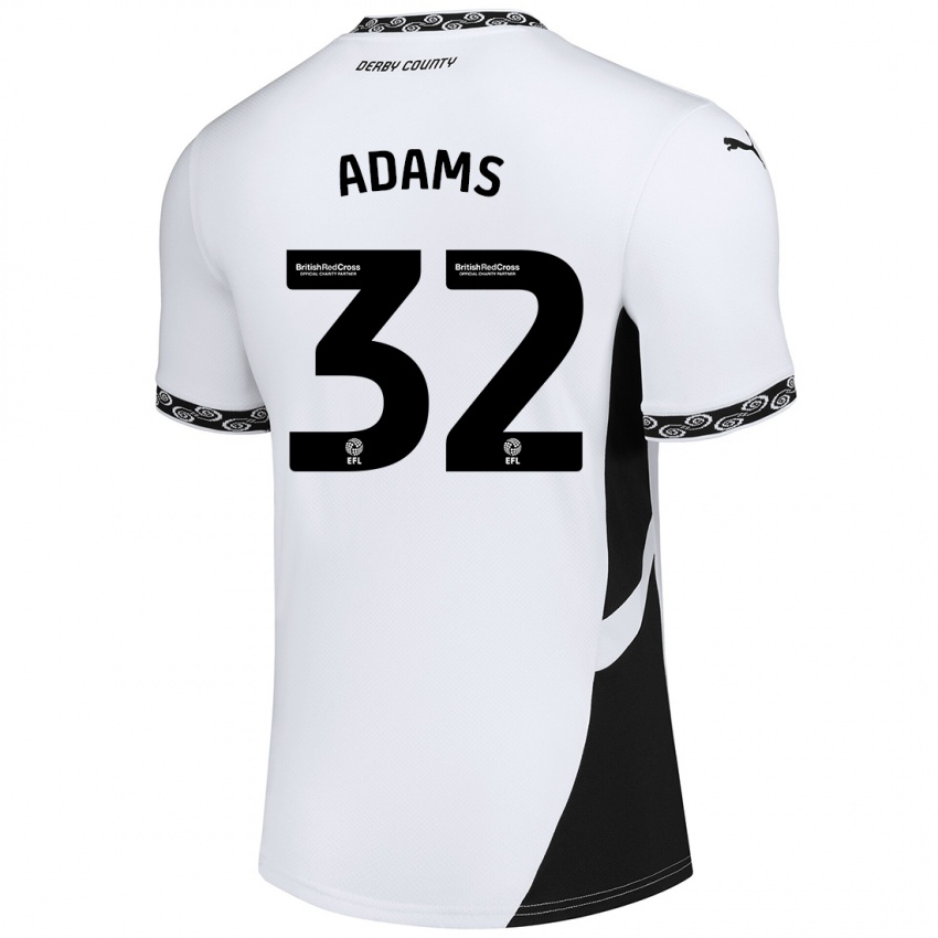 Heren Ebou Adams #32 Wit Zwart Thuisshirt Thuistenue 2024/25 T-Shirt