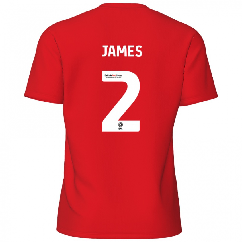 Heren Tom James #2 Rood Thuisshirt Thuistenue 2024/25 T-Shirt