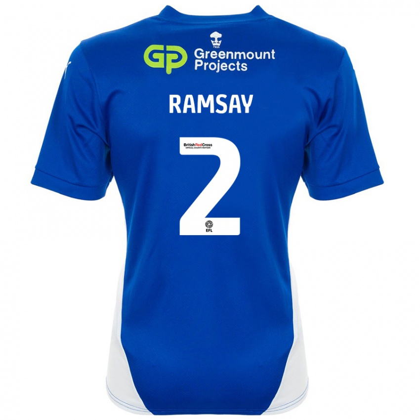 Heren Calvin Ramsay #2 Blauw Wit Thuisshirt Thuistenue 2024/25 T-Shirt